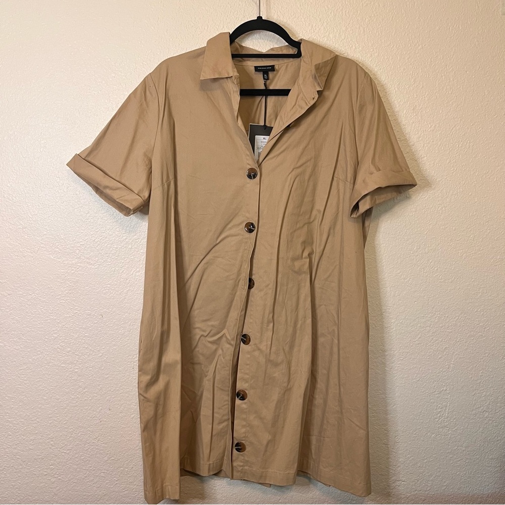 NWT 100% Cotton Who What Where Target Tan Khaki Button-Up Shirt Dress Size XL